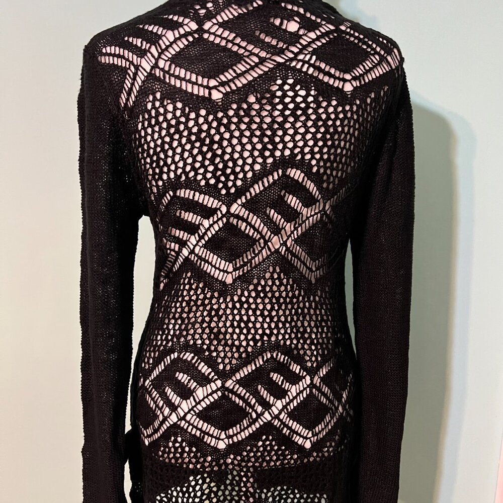 Hooked Up By Iot Juniors' Side-Tie Cardigan Black Size S - Picture 7 of 9